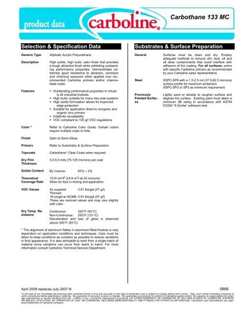 carbothane 133 voc pds